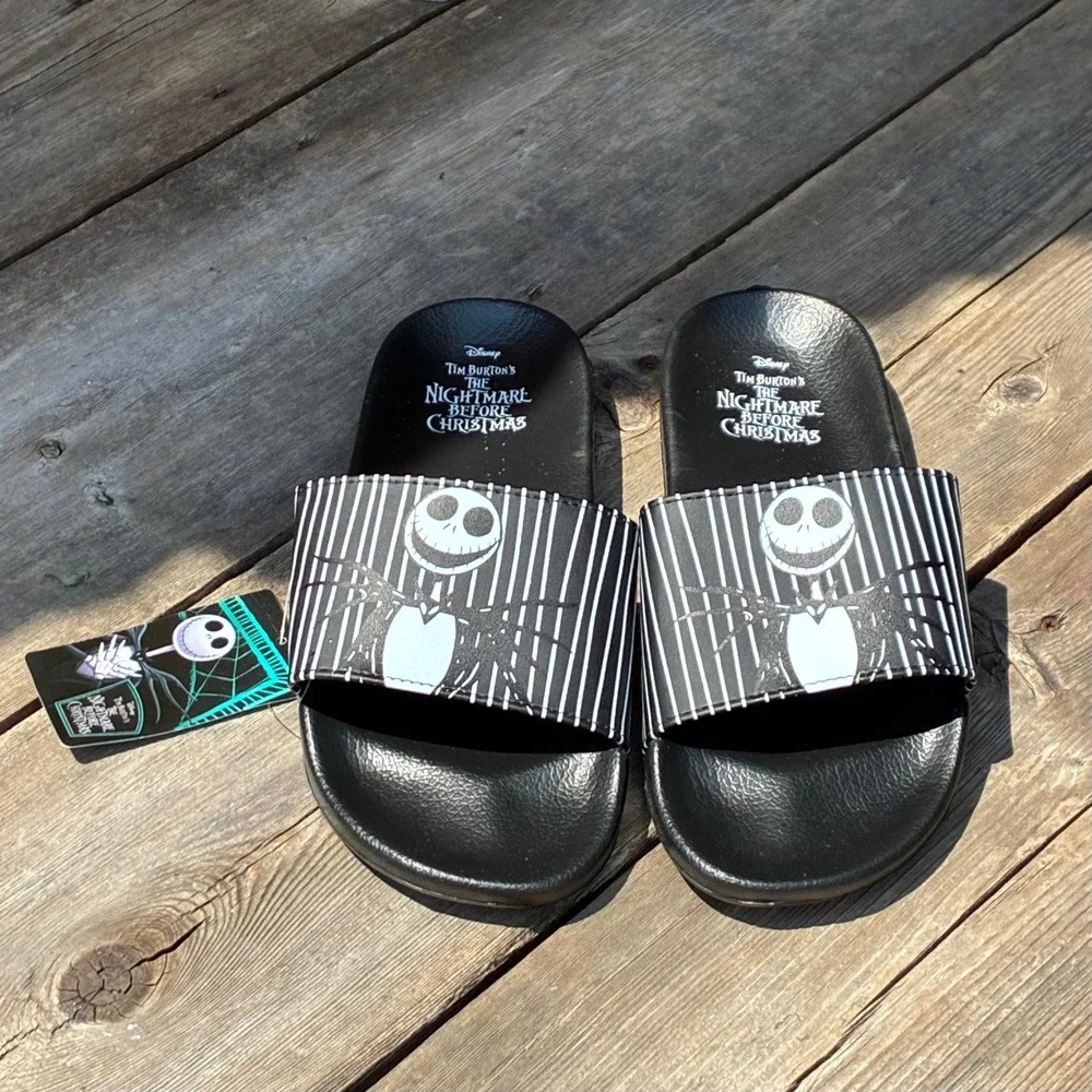 NWT Disney Nightmare Before Christmas Jack Skellington Slides Sandals Size 8/9